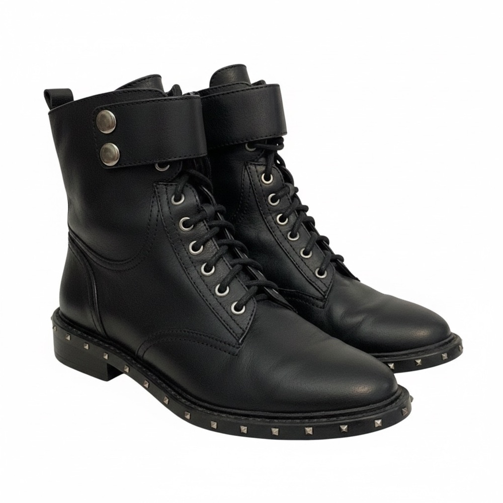 Vince Camuto Black Studded Combat Boots